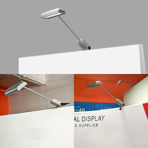 Trade Show Lights LED Display and Exhibit Arm Lighting, Connectable Tradeshow Lights Included Clamps, Mounting Brackets, Power Cables, Connect Cables (2pcs Grey)