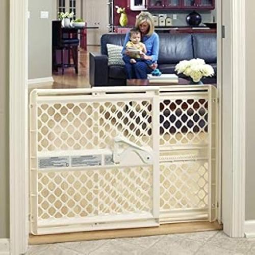 Toddleroo by North States 42” Wide Supergate Ergo Baby Gate, Made in USA: for doorways or stairways. Includes Wall Cups. Pressure or Hardware Mount. 26” - 42” Wide (26 Tall, Ivory) (B0065ADP4C)