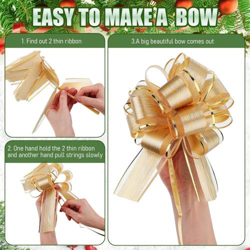 20 Pcs 6 Inch Xmas Pull Bows for Gift Wrapping, Assorted Color
