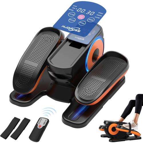 Under Desk Elliptical Machine with 12 Adjustable Speed, Quiet & Portable Seated Pedal with Remote Control & Non-Slip Foot Straps