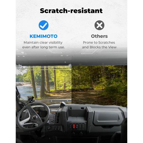 KEMIMOTO 3-IN-1 Flip Windshield Compatible with CFMOTO Uforce 1000/1000 XL | Upgraded Handles Front Windshield with Pre-Installed Rubber Strips Anti-edge-lifting Window 2019-2026 Accessories