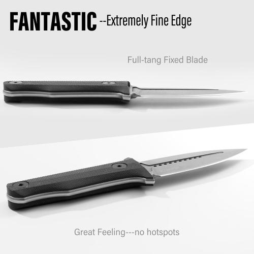 Dispatch Tactical Fixed Blade Knife, 3.89 8Cr13Mov Steel Blade with Ergonomic G10 Handle, Full Tang Double Edge Survival Knives with Kydex Sheath Horizontal & Vertical for Outdoor Activities