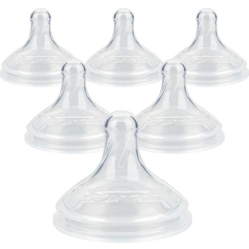 Silicone Nipple for Dr.Brown's Wide-Nick Baby Bottle Bottles,Level 3 Bottle Nipples, Fast Flow, 6m , 6 Count