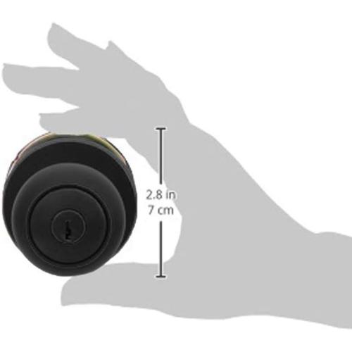 Amazon Basics Exterior Door Knob with Key Lock and Deadbolt, Keyed Alike, Coastal, Matte Black