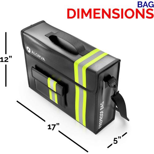 Upgraded Fireproof & Waterproof Document Bag – Lockable 17”x 12”x 5” with Wallet Protector - Reflective to Find Fast at Night – Shield Documents & Valuables from Fire & Water - Firefighter Designed