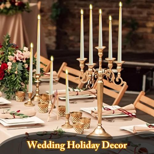 Rossesay 24 Pcs Flameless LED Taper Candles Battery Operated Candle 8.5, 9.65, 10.8, 12.8 Flameless Candlesticks Flickering for Christmas Church Wedding Indoor Decoration(Classic, Ivory)