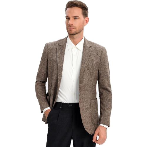 Size Medium Khaki Men's Sport Coats & Blazers Linen Suit Jacket for Men Casual Sport Coat Lightweight Suits Blazer Jacket for Men Business Work Office Slim Fit One Button Fashion 2024