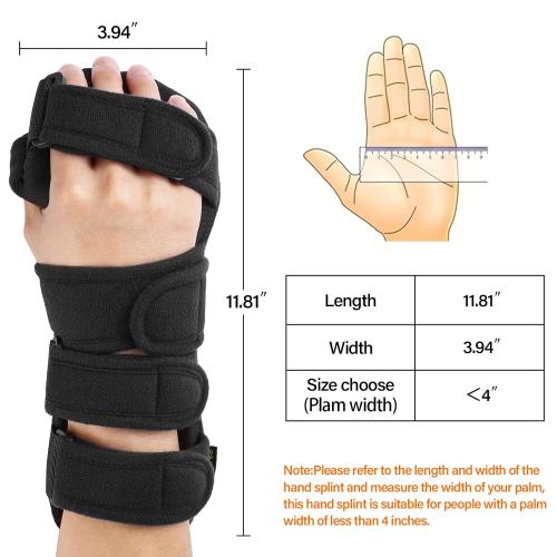 Stroke Resting Hand Splint Right&Left Resting Hand Splint with Finger Separator Functional Night Immobilizer Wrist Finger Brace for Carpel Tunnel Pain,Sprain Fracture,Tendonitis (Left,Black)