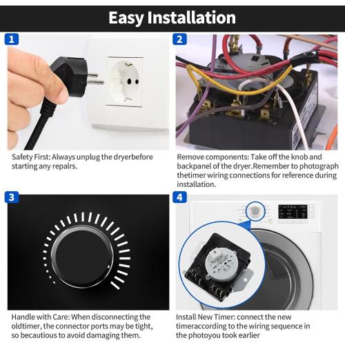 W10185972 Dryer Timer Compatible with Whirlpool, Roper, Amana, AED4475TQ1 RED4440VQ1 NED5100TQ1 IED4400VQ1 EED4300VQ1 CEDX631VQ1 RED4400VQ1 Dryer etc.Replacement WPW10185972VP 418-617-20-B5 etc.