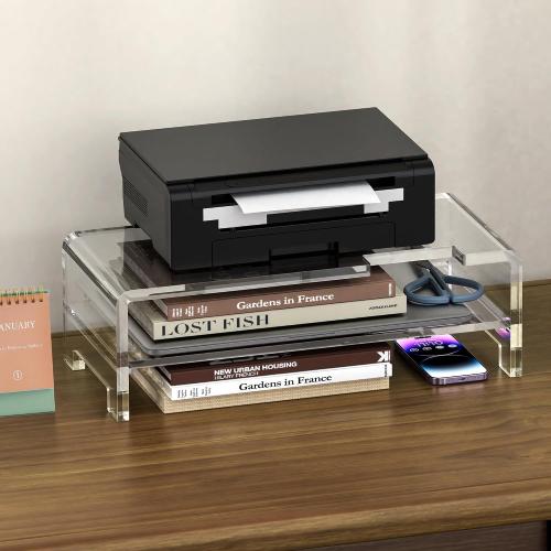 Acrylic Monitor Stand Riser Clear Laptop Stand 2-Tier L16 xW7.5 xH4.7
