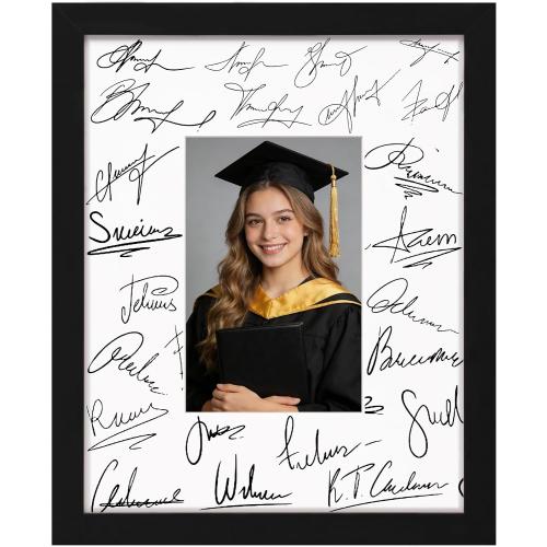 eletecpro 8x10 Signable Picture Frame with Clear Acrylic Cover, Signature Photo Frame with Mat Display 4x6 Photo for Tabletop or Wall, Wedding Guest Book Alternative, Graduation Decoration, Black