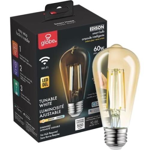Smart 60W Equivalent Vintage Filament Tunable White LED Wi-Fi Enabled Voice Activated ST19 E26 Amber Glass Light Bulb: Dimmable Edison Light Bulbs