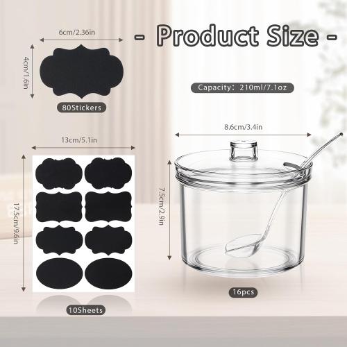 16PCS 7.1 Oz Ice Cream Toppings Containers, Ice Cream Sundae Bar Supplies