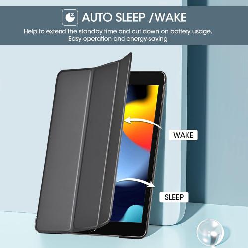 ProCase for iPad 9th/ 8th/ 7th Generation Case 10.2 Inch (2021/2020/2019 Release), 10.2 iPad Case 9th/ 8th/ 7th Gen Cover, Slim Smart Cover with Translucent Hard Shell Back -Black