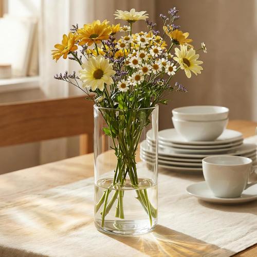 12pcs Glass Cylinder Vases for Centerpieces, 6 Inch Tall Flower Vase for Wedding Decorations, Hurricane Vases Floating Candle Holder for Table Centerpiece Wedding Home Décor