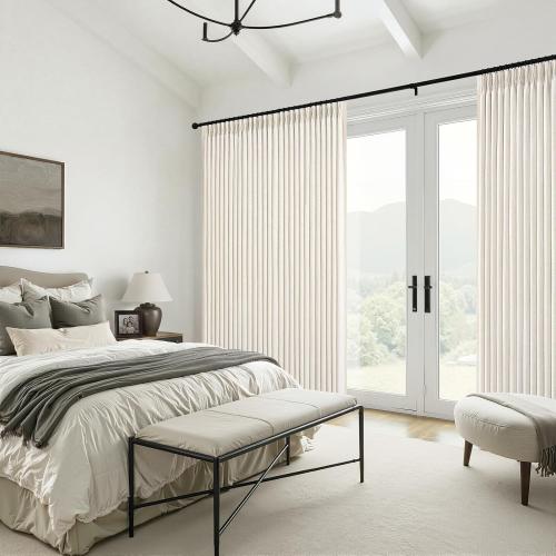 70 Inch Extra Wide Blackout Tall One Curtains for Large Windows 66 Living Room,Pinch Pleated Thick Drapes Sliding Glass Patio Door Memory Trained Heavy Duty Linen Thermal 70Wx108Lx 1 Panel,Birch