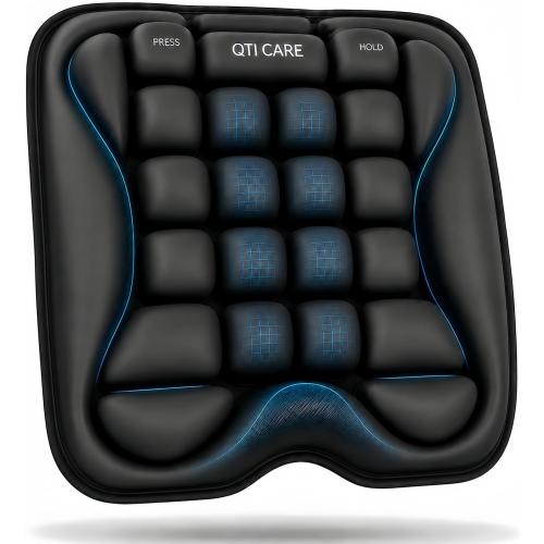 Airplane Seat Cushion, Air-Cell Travel Cushion for Long Flights, Inflatable Portable Seat Pad with Built-in Pump for Air Travel, Car, Office Chair and Wheelchair