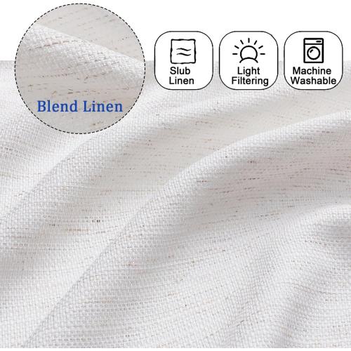 Chyhomenyc Natural Blend Linen Curtains 30 Inch Length, 2 Panels