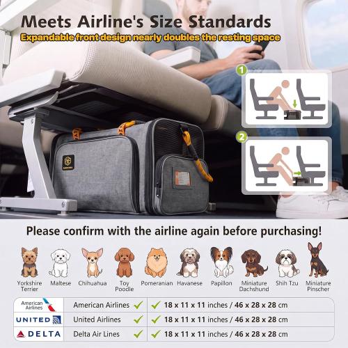 PAWZIDEA Expandable Pet Carrier for Small Cats & Dogs, TSA Airline Approved
