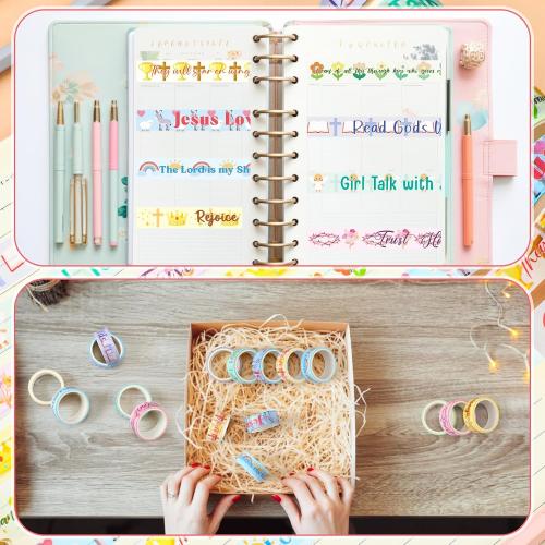 24 Rolls Christian Washi Tape Gifts, Kawaii Cute Religious