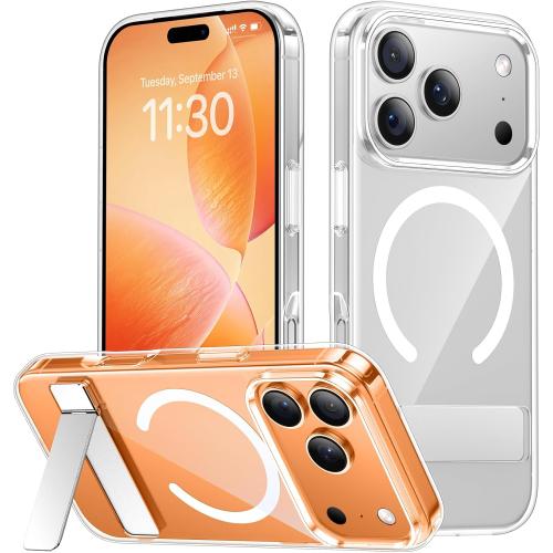 SPIDERCASE Magnetic for iPhone 17 Pro Max Case,with [3 Stand Ways] [Military Grade Drop Protection] with Invisible Stand Shockproof Slim Case for iPhone 17 Pro Max 6.9 inch,Clear