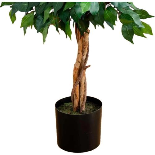Nearly Natural 4ft Triple Trunk Artificial Ficus Tree with Natural Wood Trunks, Fake Tree for Indoor Home Décor, Faux Ficus Tree with Black Nursery Pot
