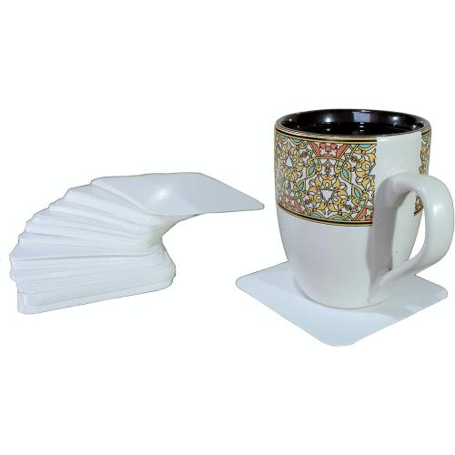 eSplanade Disposable Coaster - Made of Paper (Set of 100) - Use and Throw Reversible Coasters - Perfect for Bar, Hotel, Restaurant Purpose & Parties (White Square)