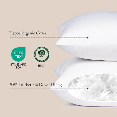 Pillows 26 x 26 (Pack of 2, White), , Premium White Pillows for Bed, Couch, and Cushion