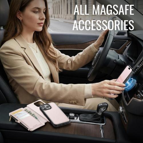 for iPhone 16 Pro Max - Phone Case Wallet Magnetic, Champagne Gold