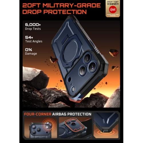 SUPCASE N52 Strong Magnet Case for 2025 iPhone 17 Pro (6.3) with Camera Control Button with Kickstand Rugged Shockproof Anti-Slip Grip Case [Compatible with MagSafe] Magnetic Phone Cover, Azure