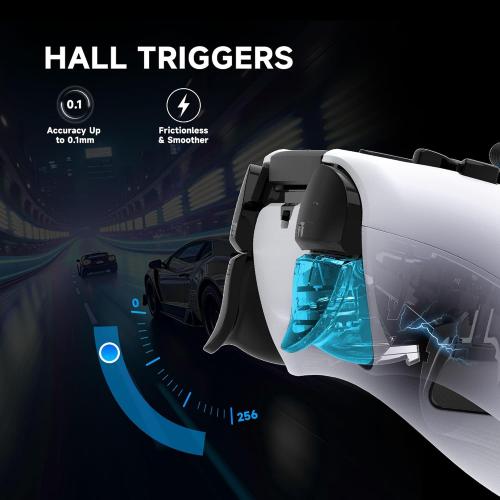 ASRVA White Wireless Pro Controller for P5, Hall Effect Joystick No Drift, 2 Back Paddles, Macro, Gyro, 1000mAh, RGB, Compatible with P5/Pro/Slim/PC/iOS/Android