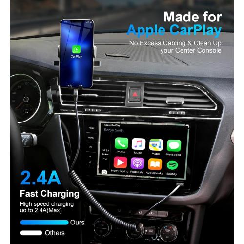 Coiled Lightning Cable, iPhone Charger Cable 3FT for Car, 2 Pack-Black