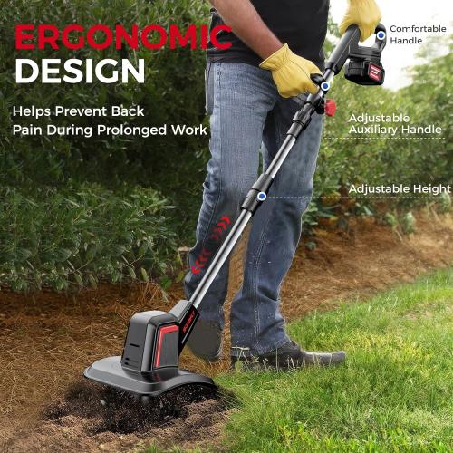 Cordless Tiller Cultivator 9 Width 6.6 Depth, 2×4.0Ah Batteries | 48 Steel Tines, 360RPM, Lightweight Battery Powered Small Garden Rototiller for Lawn Gardening Soil Cultivation