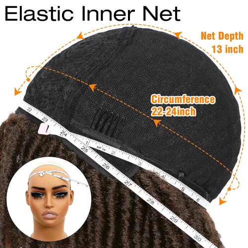 HANNE Dreadlock Wig Short Twist Braided Wigs for Black Women and Men Afro Curly Synthetic Wig Faux Locs Braided Crochet Hair Wigs (1B/30#)