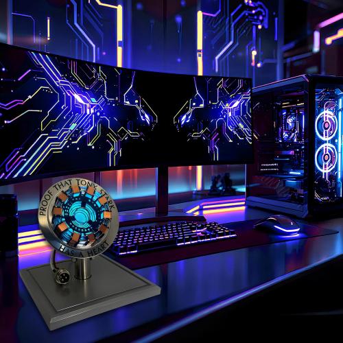Lonyiabbi Arc Reactor MK1-1:1 Scale, USB Powered LED Light with Vibration Sensor, No Assembly, Display Case Included