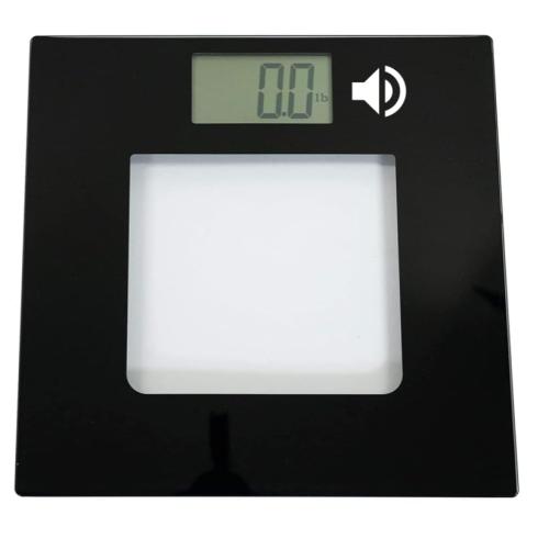 Talking Digital Scale Extra Wide Glass - Accurate Visual & Voice Display Scale for Body Weight - 395 Pounds Max - Wide Width Tamper Glass - Large LCD Display - Tap Auto On & Off