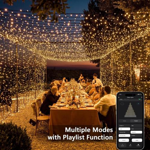 BrizLabs Smart Christmas Lights, 66 ft 200 LED Warm White String Lights