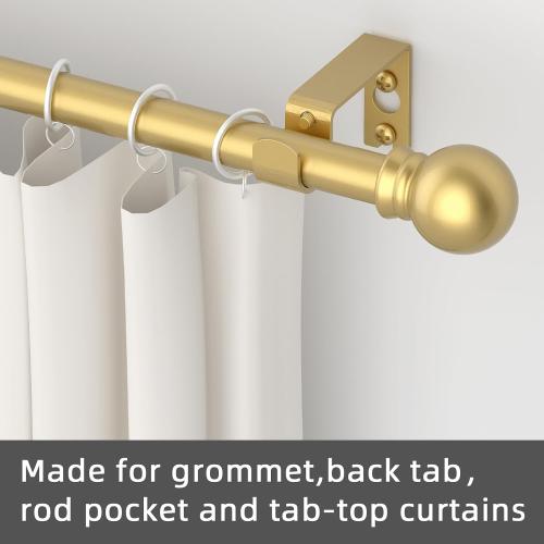GXOACKJ Curtain Rods for windows 66-120 inch, 5/8 inch Decorative Gold Splicing Heavy Duty Metal Curtain Rod set with Brackets