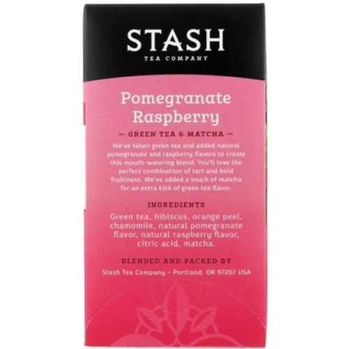 Stash Tea Pomegranate Raspberry Green with Matcha Tea - Case of 6/18 Bags