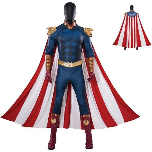 Mens Homelander Cosplay Costume, Homelander Luxury Battle New Uniform Bodysuit with Cloak