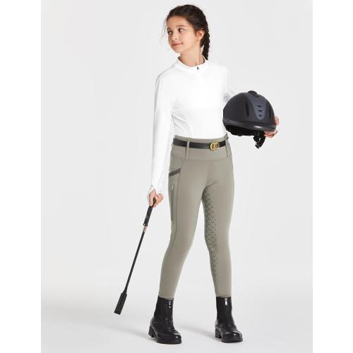 Size Small Khaki FitsT4 Sports Girls Riding Pants Full Seat High Waist Equestrian Breeches