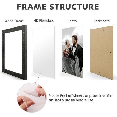 Golden State Art 11x14 Picture Frame,Rustic Black Solid Wood & Plexiglass