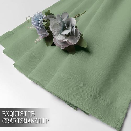 Tollpiz Short Sheer Curtains Linen Textured Living Room Curtain Sheers Light Filtering Rod Pocket Voile Curtains for Bedroom, 42 x 45 inches Long, Sage Green, Set of 2 Panels
