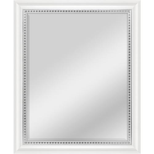 MCS 22x28 Large Wall Mirror, White Woodgrained Frame with Silver Embossed Detail & Beveled Detail Mirror, Vertical & Horizontal Wall Hanging Mirror for Bathroom, Bedroom & Livingroom