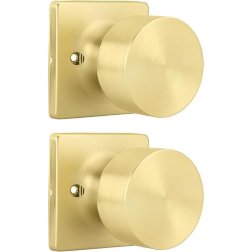 Goldenwarm Brushed Gold Dummy Door Knobs No-Function, Single-Side Gold Door Knobs for Handle, Closet Door Knob Pull/Handle Function for Pantry/French Doors 1 Pack