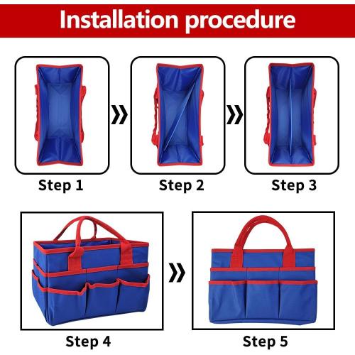 Mewise Teacher Handle Tote Bag Organizer,Tote Bag Organization for Crafts,Art,Paper,Books,School,Sewing,Travel with Handles,Ofiice Supplies Storage (Blue)