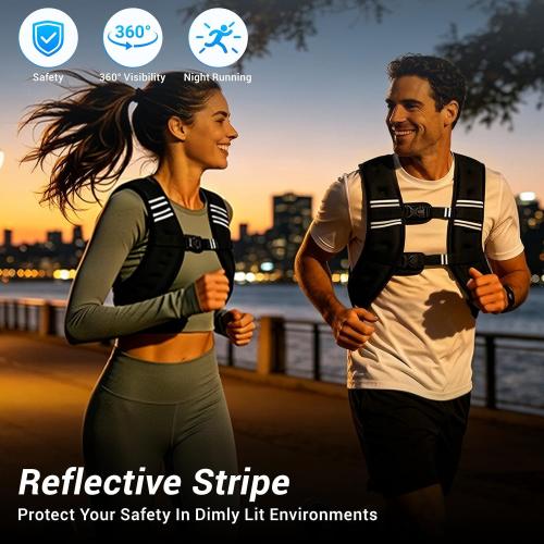 Weighted Vest, Adjustable Body Weight Vest with Reflective Stripe, 8/12/16/20lb for Men Women, Running Vest Woman for Strength Training, Workout, Jogging, Walking, Fitness Equipment, Gym, Muscle Building, Weight Loss, Weightlifting