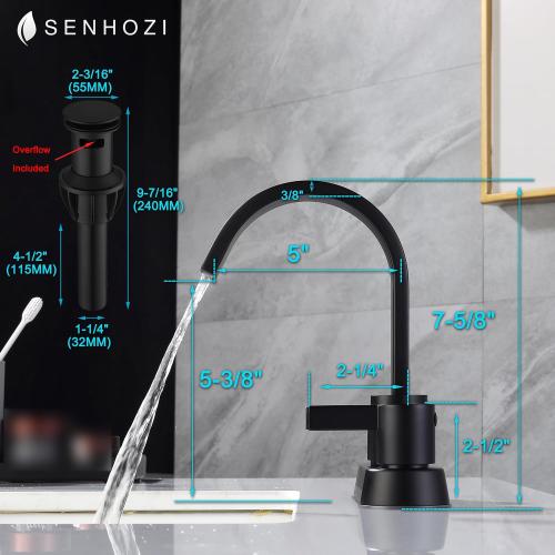 Matte Black Bathroom Faucets 3 Hole, 4 Inch Centerset Faucet