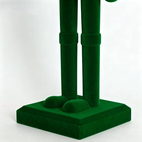 15 Inch Green Velvet Nutcracker Soldier Figurine - Luxury Wooden Christmas Mantel Decor – Emerald Holiday Centerpiece Statue (FLK-Green, 38cm)