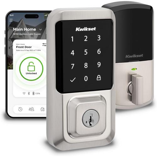 Kwikset Halo Wi-Fi Smart Lock, Keyless Entry Door Deadbolt, Geofence Auto-Unlock, Grade AAA Certified, No Hub Required Easy Install, Satin Nickel Lifetime Finish Warranty, Touchscreen